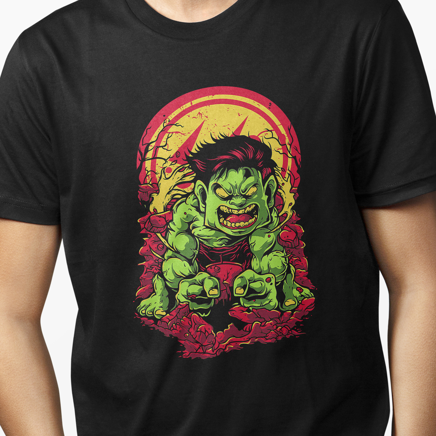 Playera para hombre Hulk Destrucción Verde XOLO