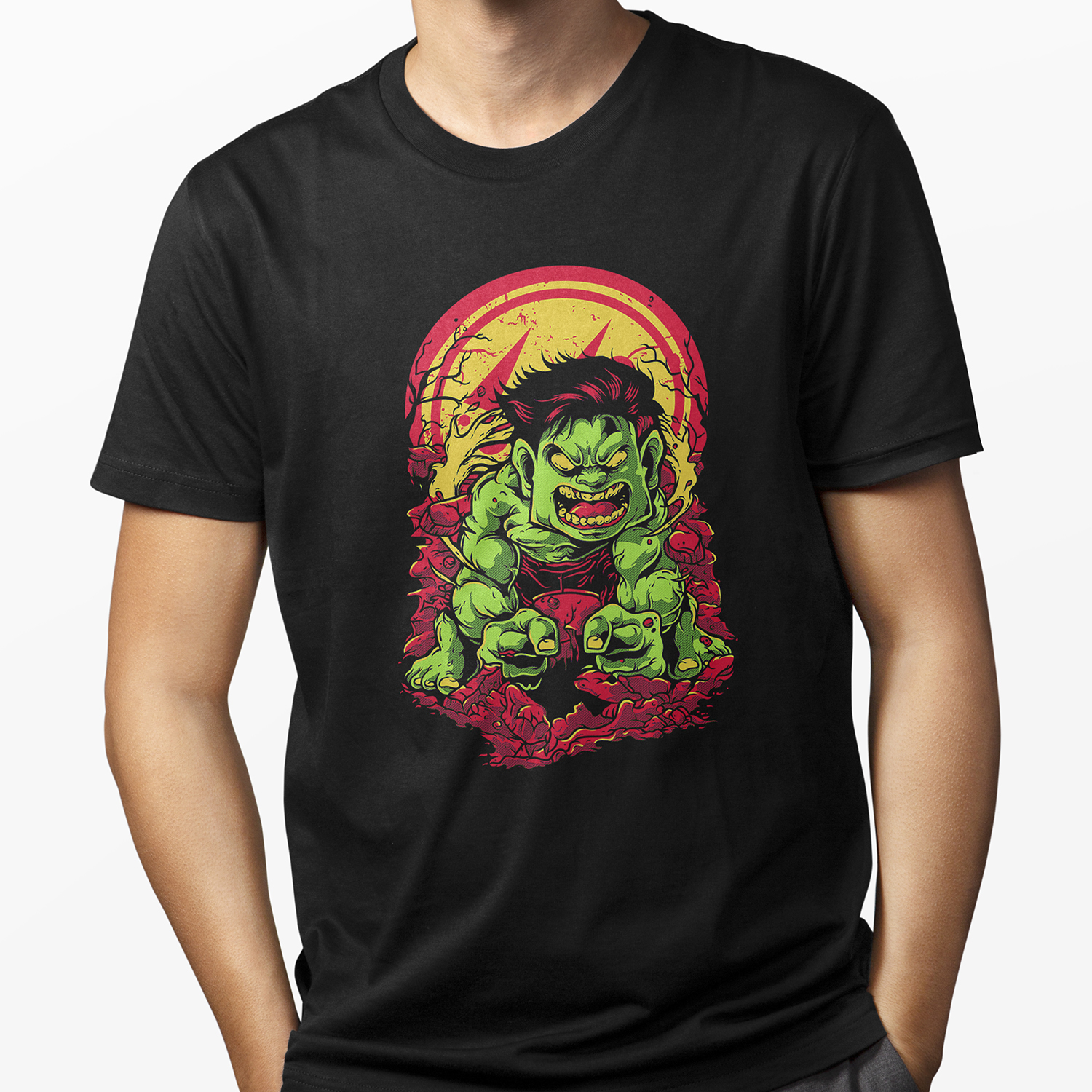 Playera para hombre Hulk Destrucción Verde XOLO