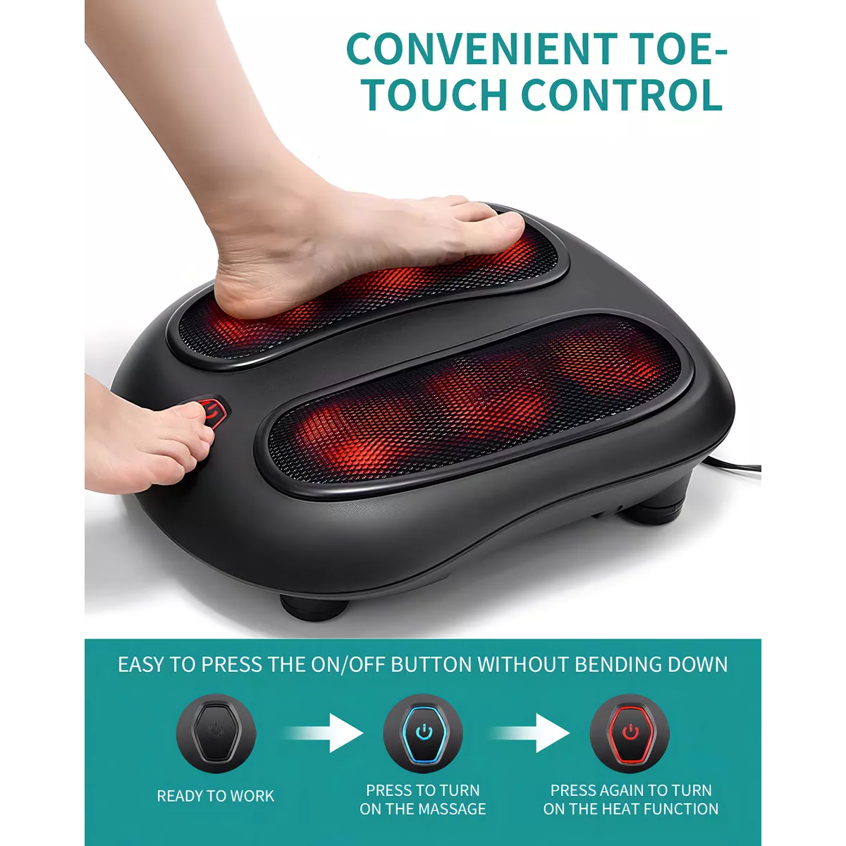 Masajeador De Pies Nekteck Shiatsu Color Negro