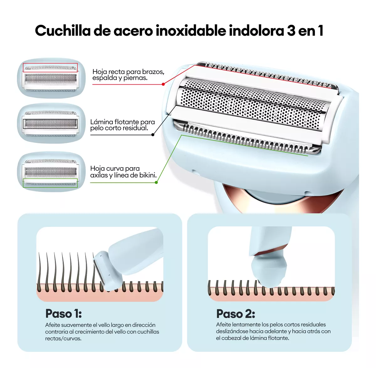 Depiladora Eléctrica Afeitadora Facial Cuerpo Portátil 2en1