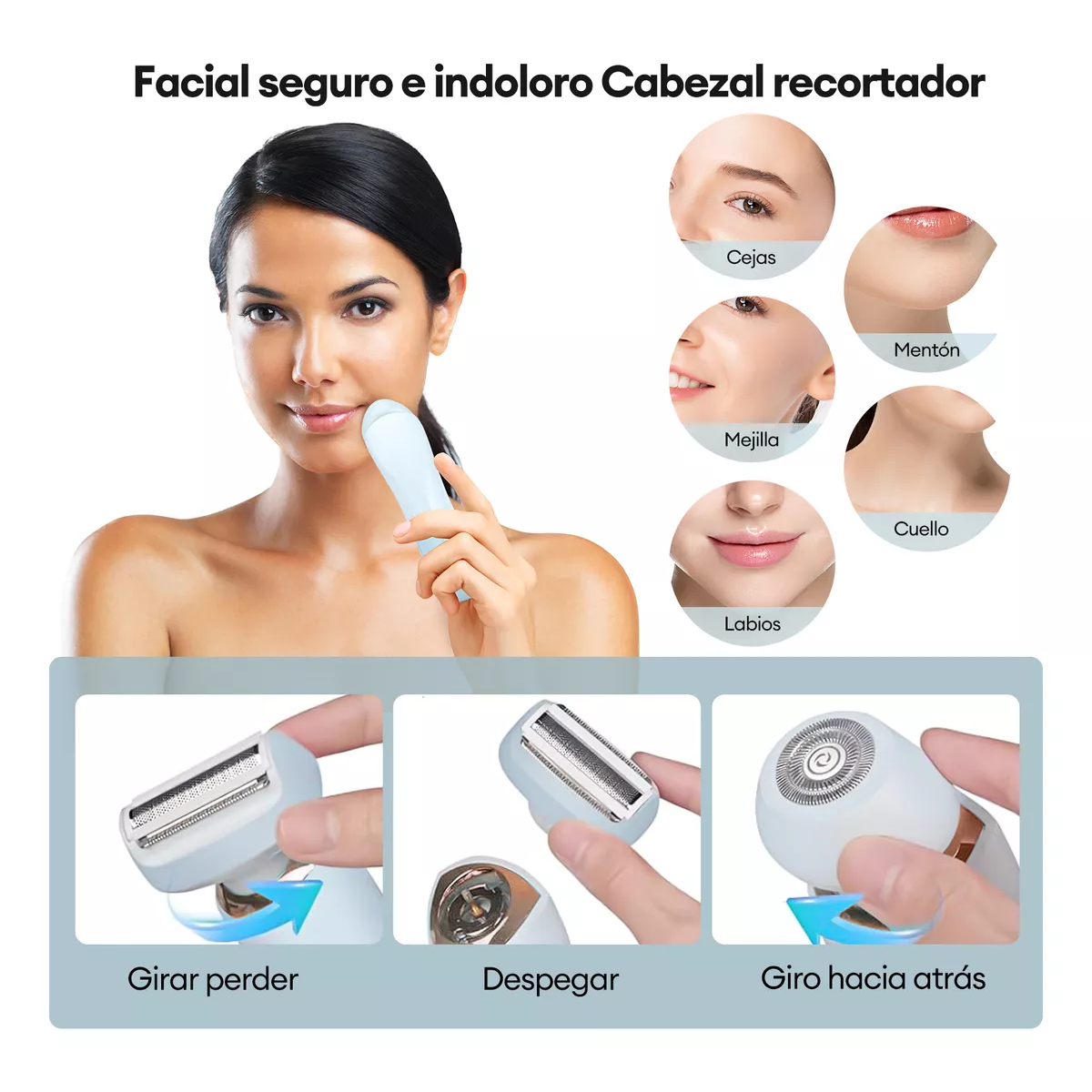 Depiladora Eléctrica Afeitadora Facial Cuerpo Portátil 2en1