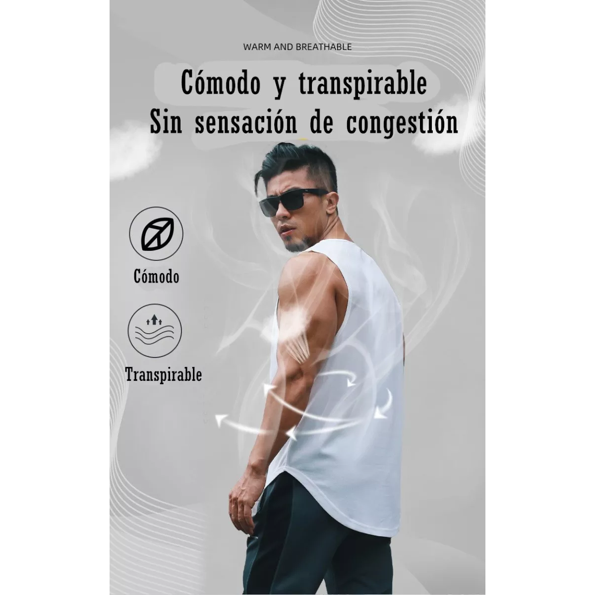 Fit Super Cómoda Playera Hombre Deportiva Blanco Talla 2XL