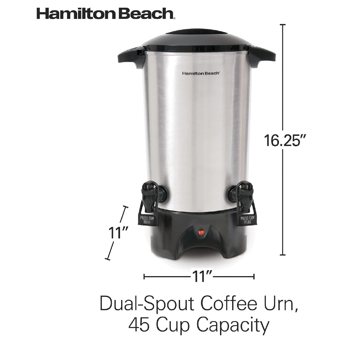 Cafetera Urna Hamilton Beach 45 Tazas Doble Llave Acero Inox