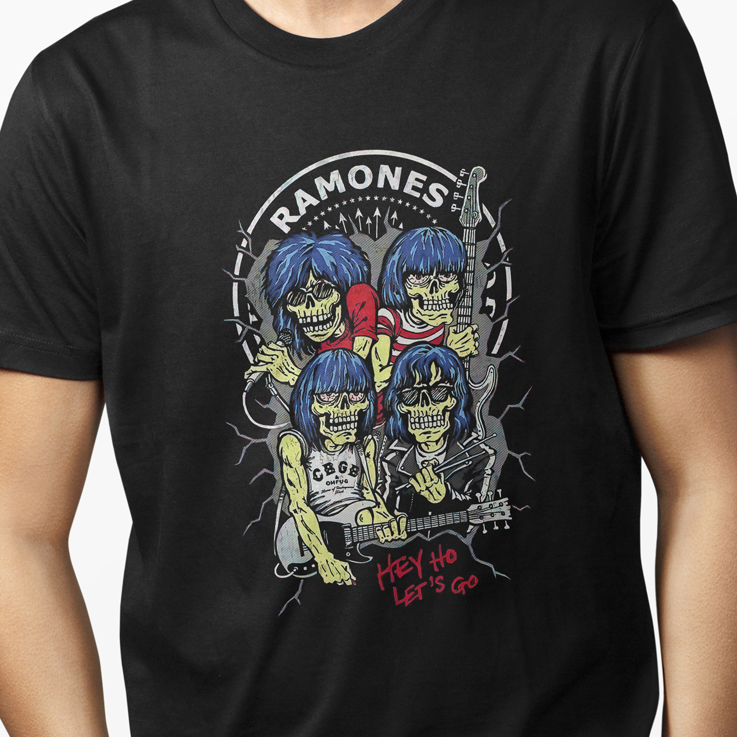 Playera para hombre Ramones Hey Ho Let’s Go Rock XOLO