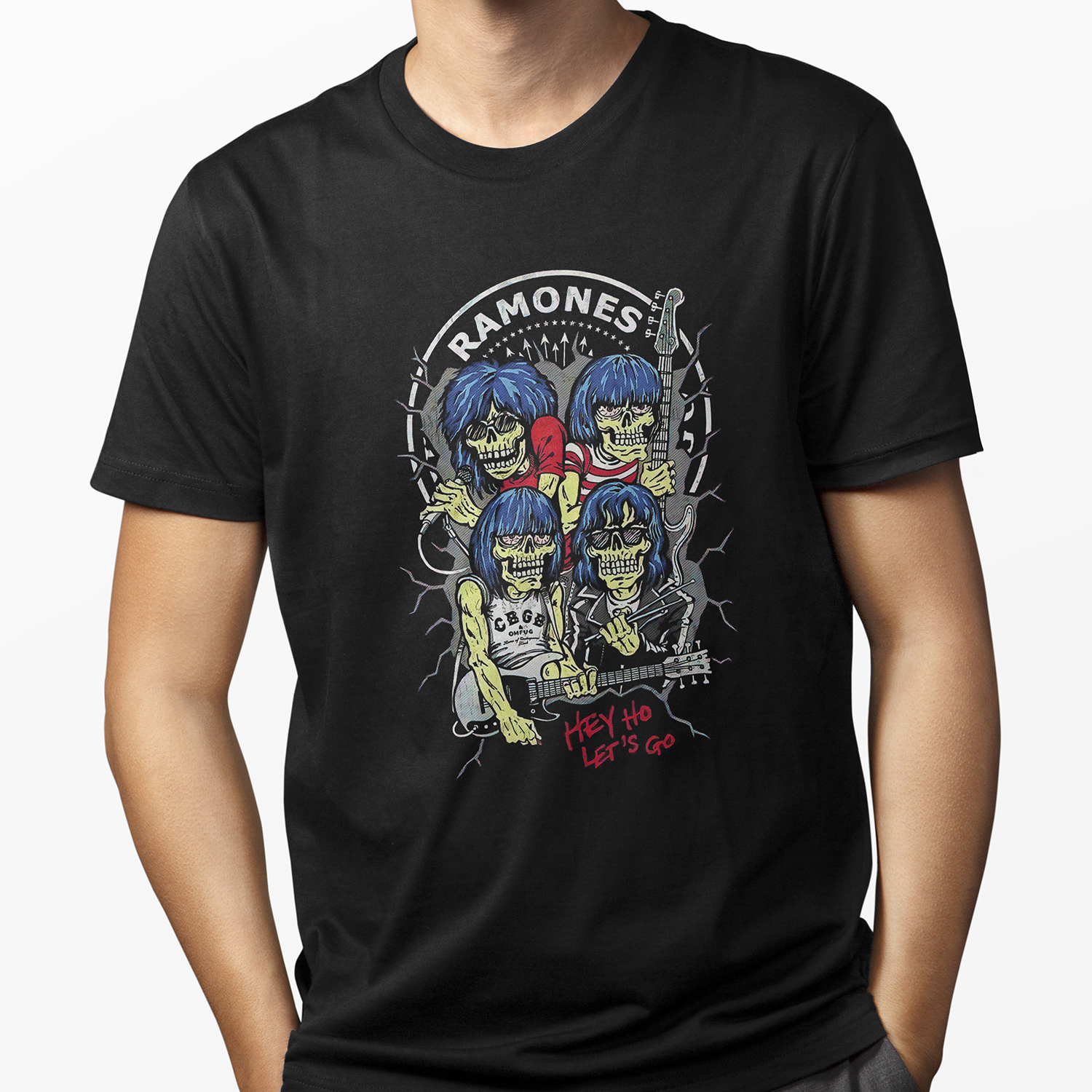 Playera para hombre Ramones Hey Ho Let’s Go Rock XOLO
