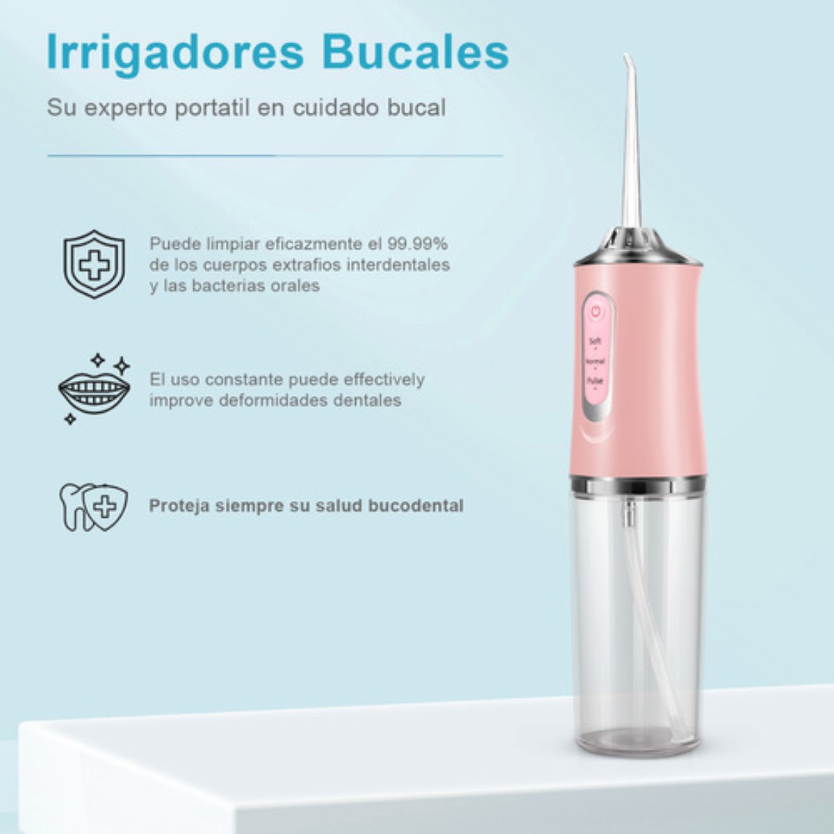 Irrigador Bucal Limpiador Dientes Eléctrico Con 8 Boquillas rosa