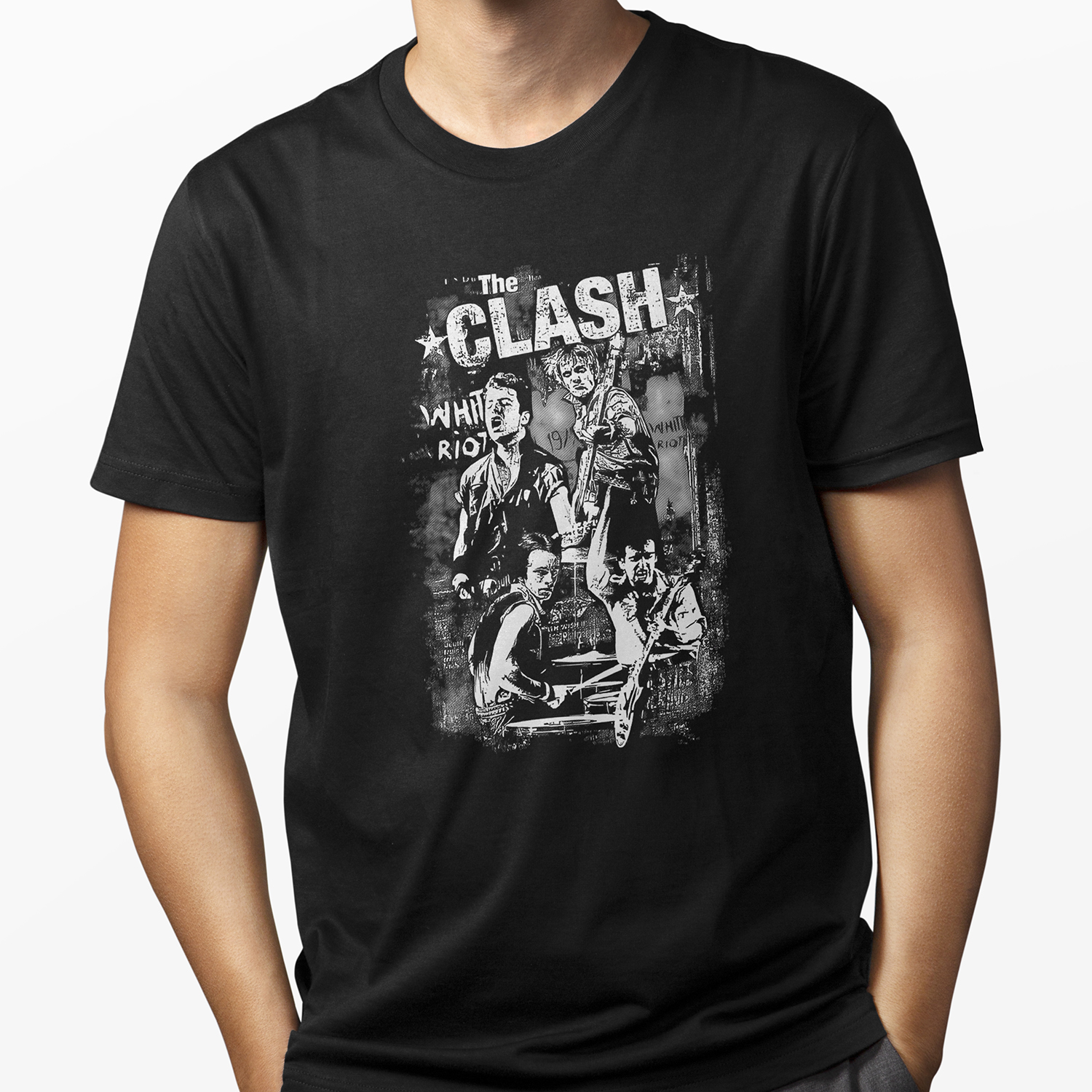 Playera para hombre The Clash White Riot Punk Rock XOLO