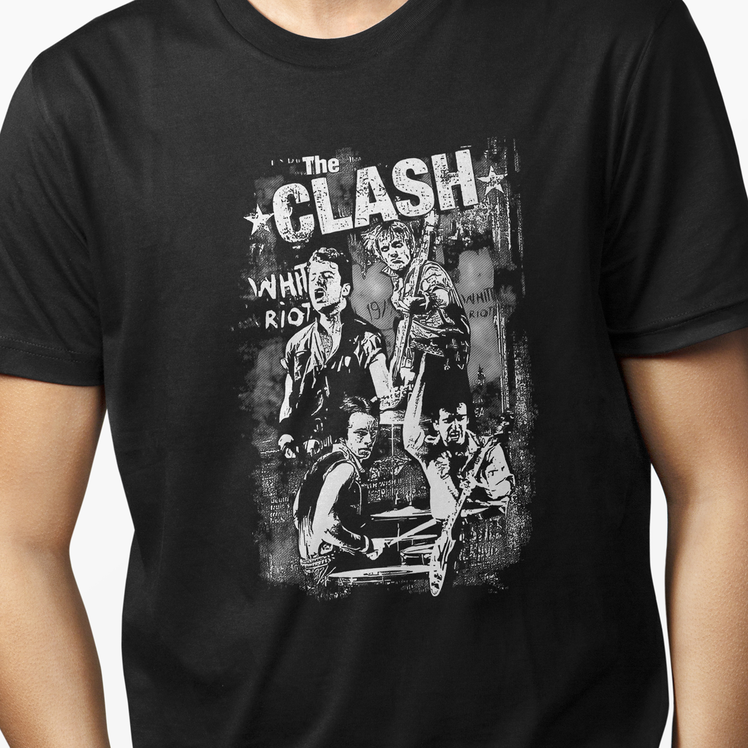 Playera para hombre The Clash White Riot Punk Rock XOLO
