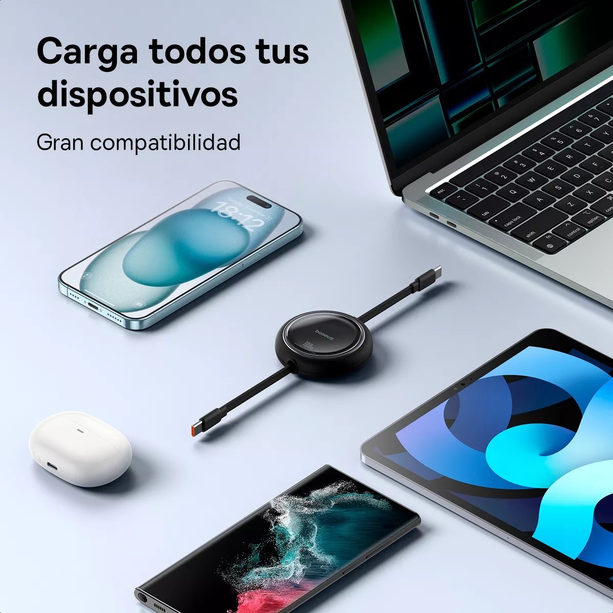 Cable Retráctil Tipo C A C De 100w Para iPhone, 1m