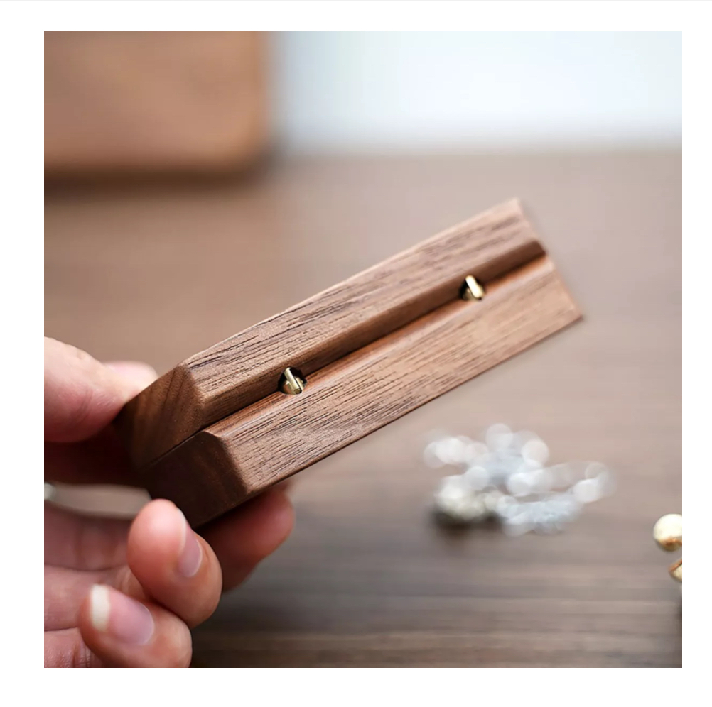 Caja De Anillo Blanca Wünd Doble De Madera De Compromiso Transparente