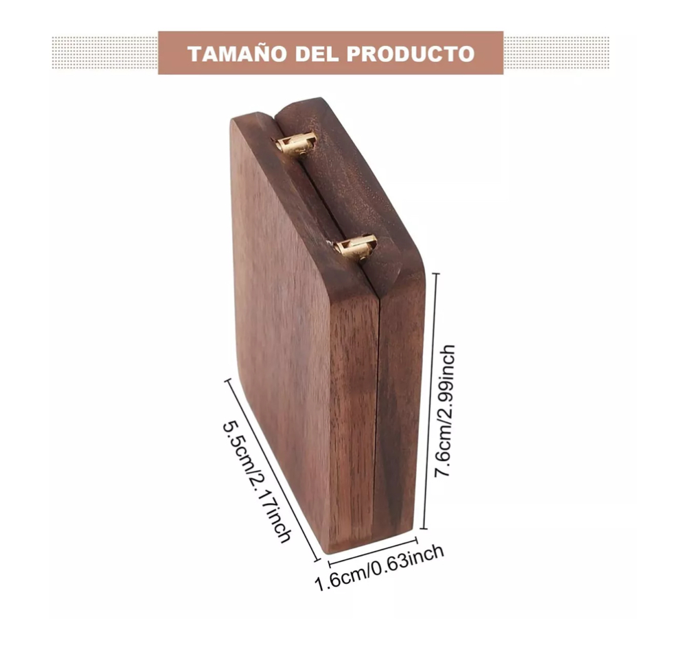 Caja Giratoria De Madera Nogal Para Anillos De Compromiso