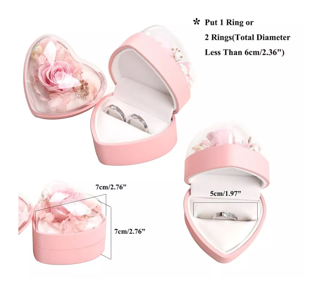 Caja Para Anillos De Compromiso En Forma De Corazón Rosa 