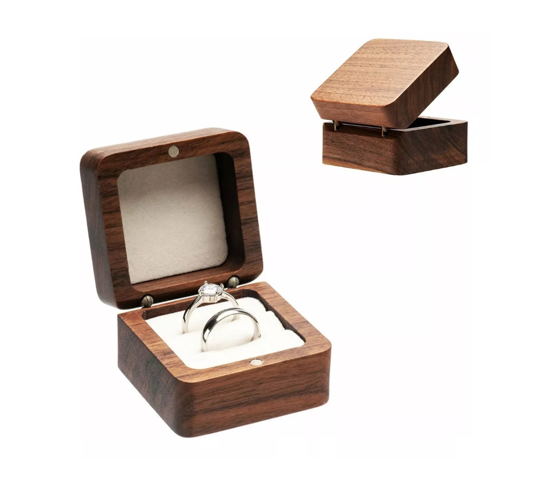 Caja De Madera Nogal Colgante Para Collar Estuche De Joyería