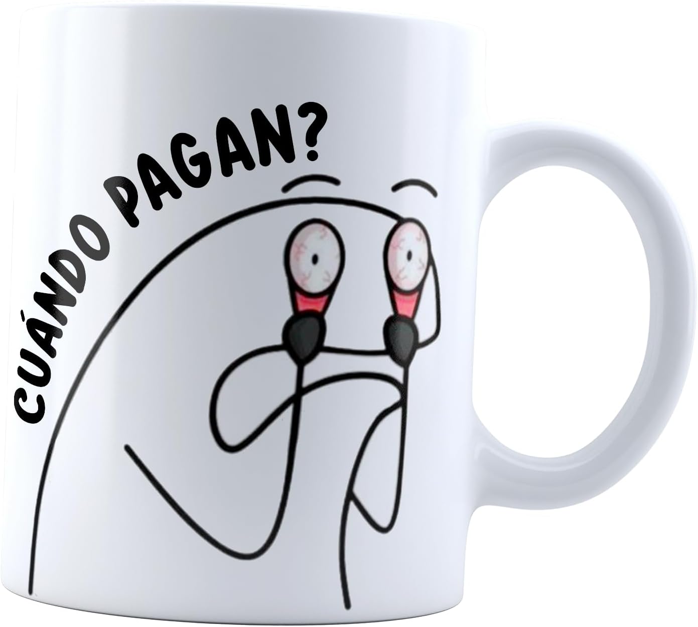 Taza Flork cuando pagan? | Frase Meme divertida | trabajo agotado | Cerámica Blanca 11 oz | Para Café o té