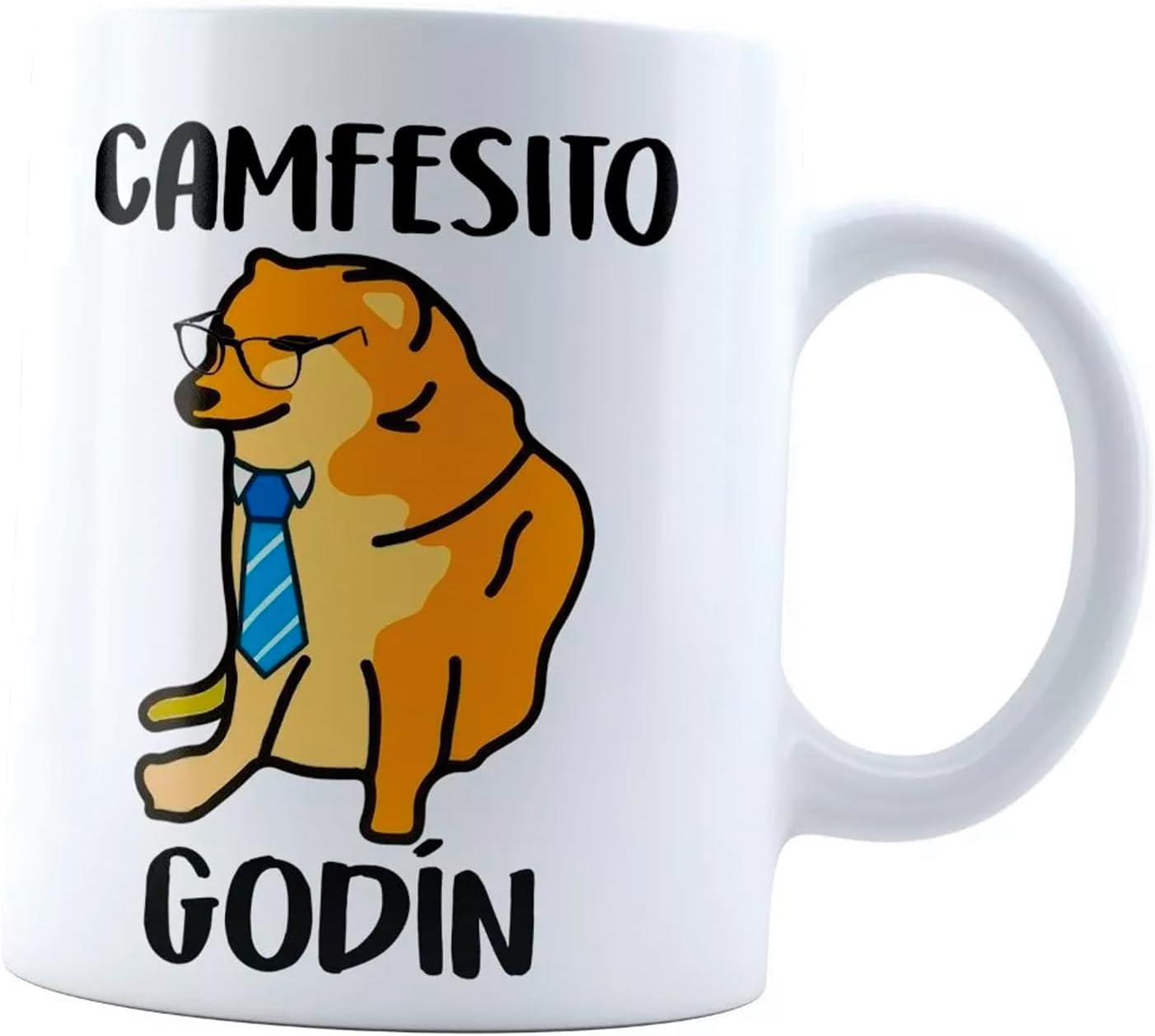  Taza Cheems Camfesito Godin | Frase Meme divertida | Cerámica Blanca 11 oz | Para Café o té