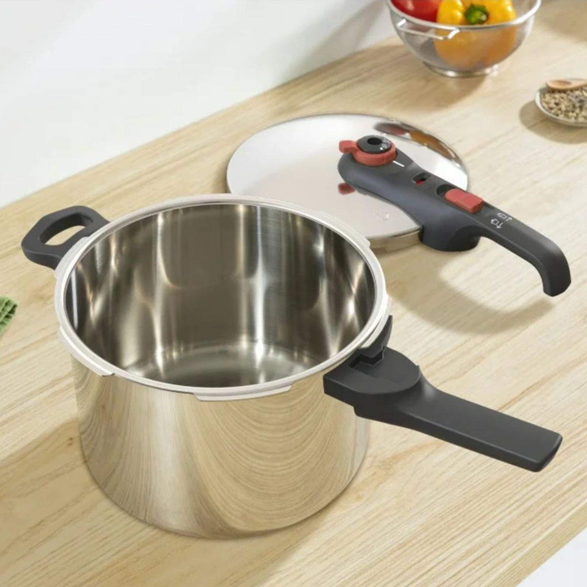 Olla de Presión 8 L Acero Inoxidable Secure Click Tefal T-fal
