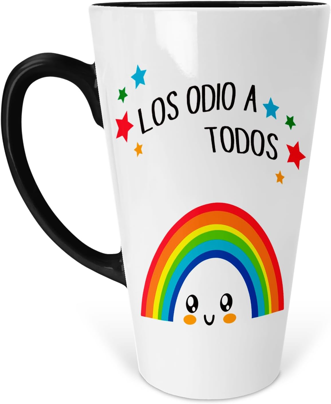 Taza Mágica Conica arcoiris | los odio a todos enserio | frase meme divertida | 500 ml |Térmica cambia de color | Para café o té