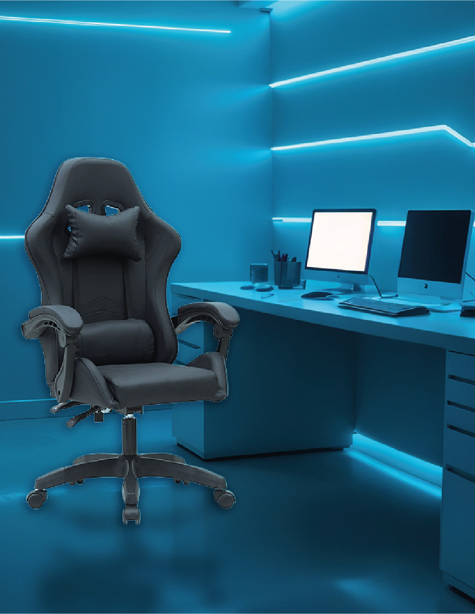 Silla Gamer Titano Raven Sin Reposapíes Color Negro