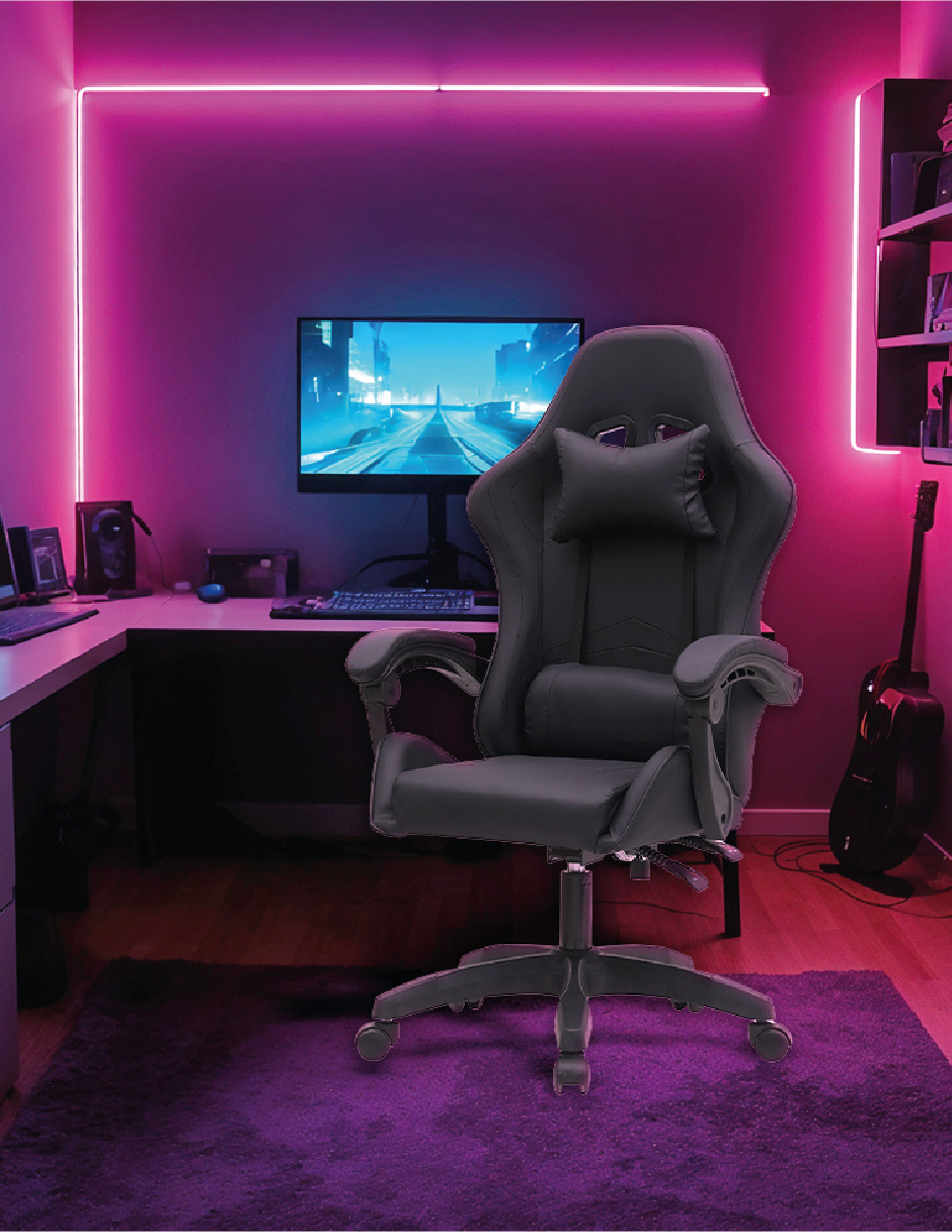 Silla Gamer Titano Raven Sin Reposapíes Color Negro