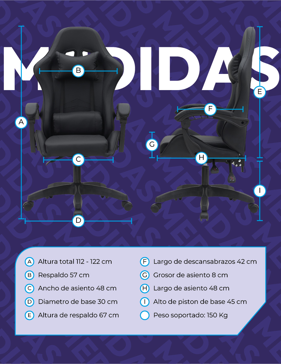 Silla Gamer Titano Raven Sin Reposapíes Color Negro