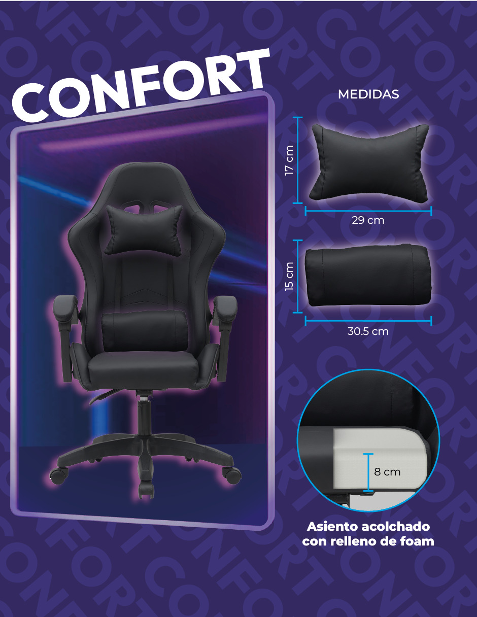 Silla Gamer Titano Raven Sin Reposapíes Color Negro