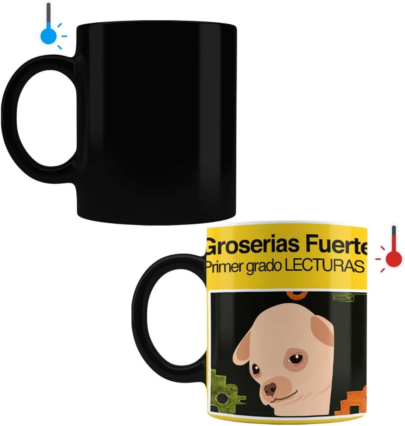Taza Magica Groserias Fuertes Meme Perrito Primer Grado | Frase Meme divertida | Cambia de color | Para Café o té