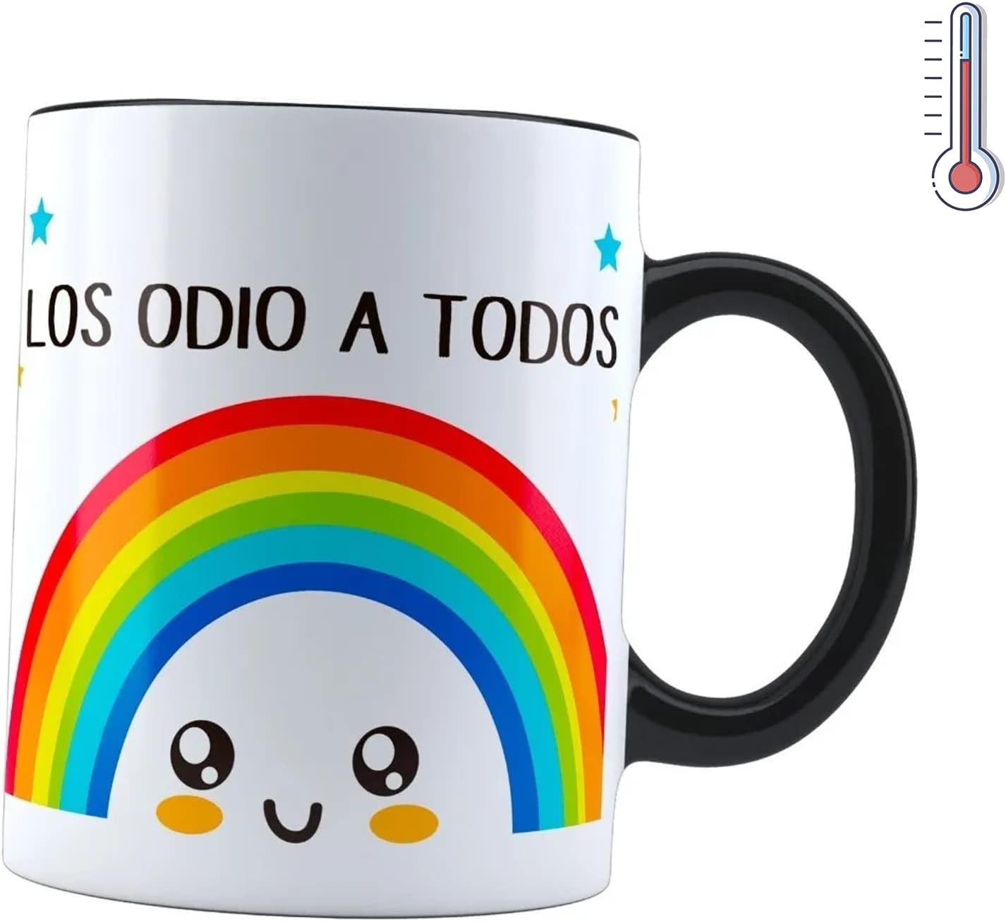 Taza Mágica Los Odio A Todos En Serio Arcoiris | Regalo divertido | Cambia de color con temperatura | 11 oz