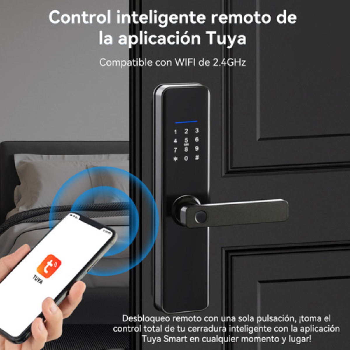 Chapa Cerradura Inteligente Electrónica Tuya Wifi 5 Maneras negro