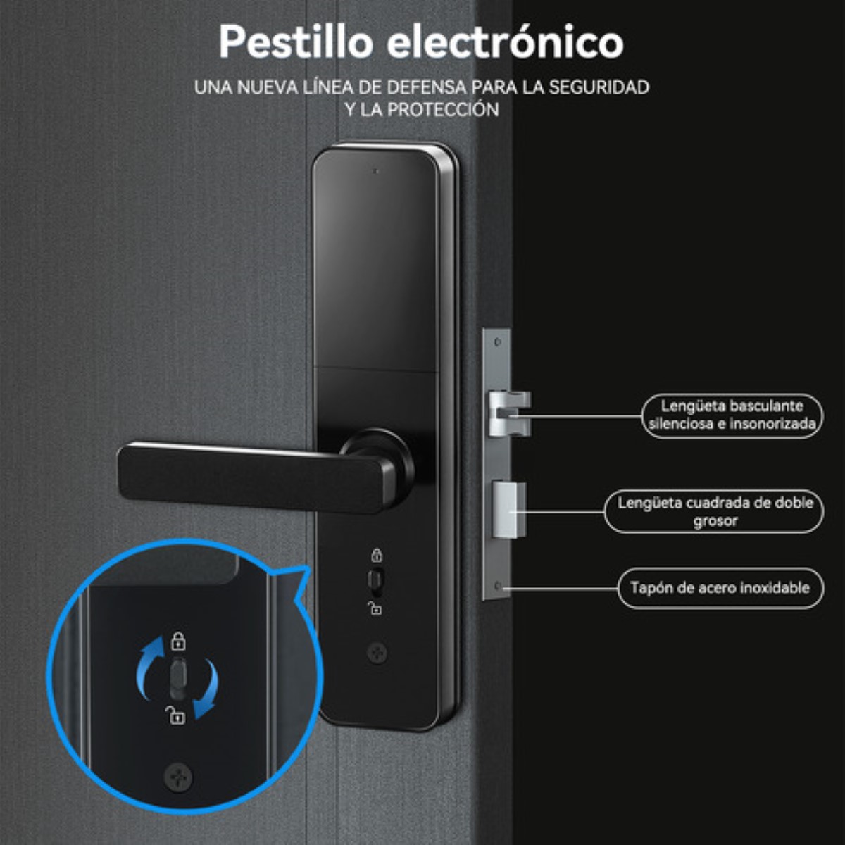 Chapa Cerradura Inteligente Electrónica Tuya Wifi 5 Maneras negro