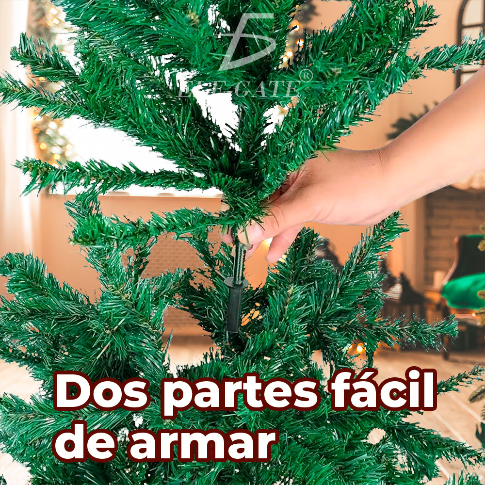 Árbol de Navidad Verde Artificial de 210cm con Ramas Flexibles y Follaje Abundante