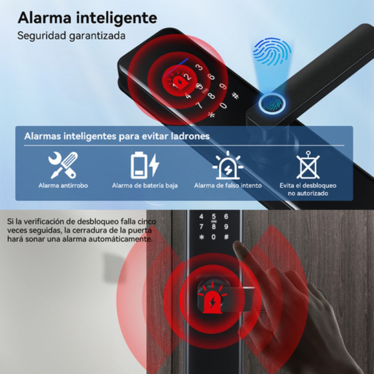 Chapa Cerradura Inteligente Electrónica Tuya Wifi 5 Maneras negro