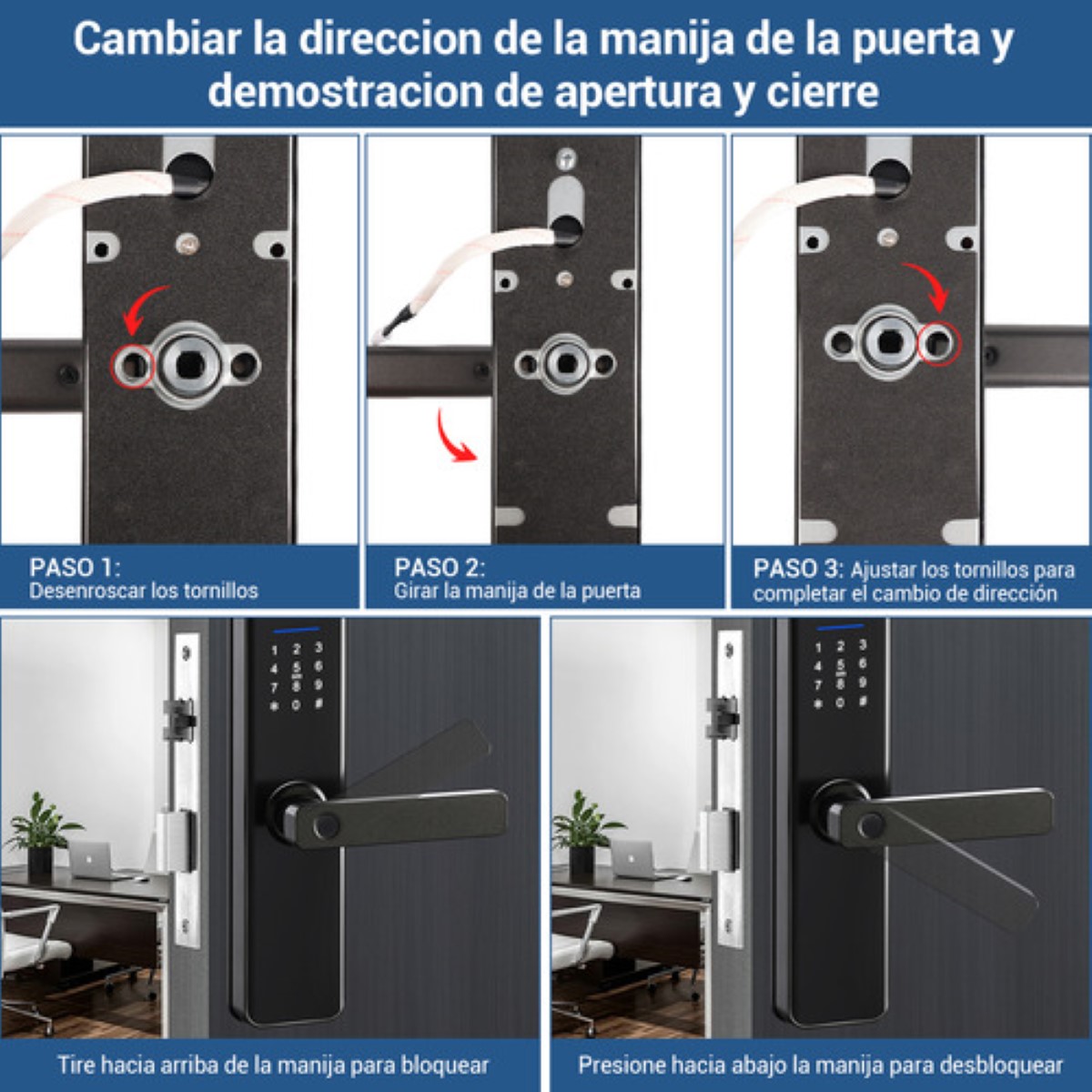 Chapa Cerradura Inteligente Electrónica Tuya Wifi 5 Maneras negro