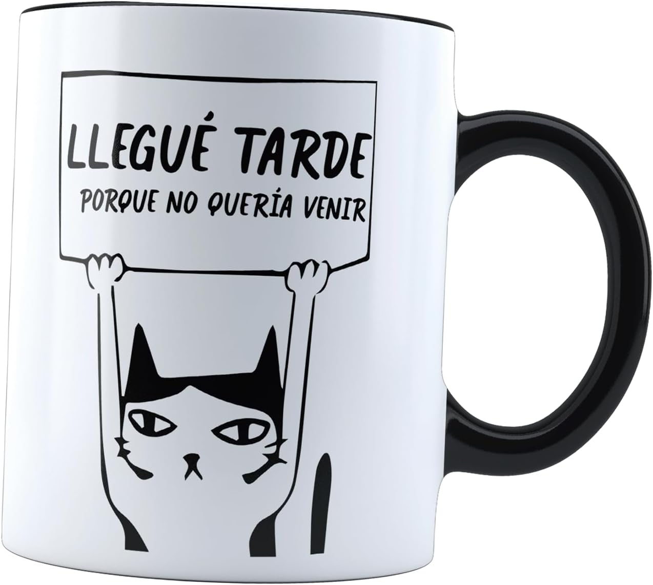  Taza Mágica Gato Llegue Tarde Porque No Queria Venir | Cambia de color | Frase meme gato | Para Café o té