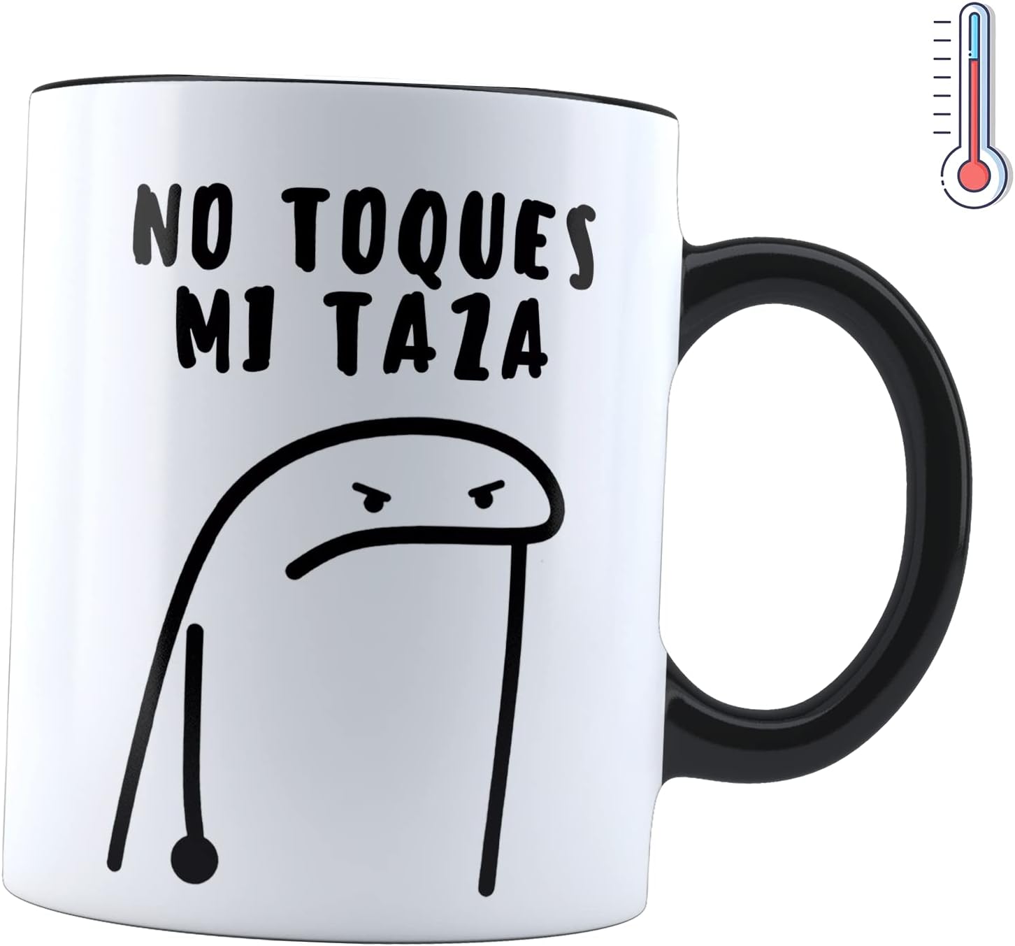 Taza Mágica Flork No toques mi taza | Frase meme divertida | Cambia de color, térmica