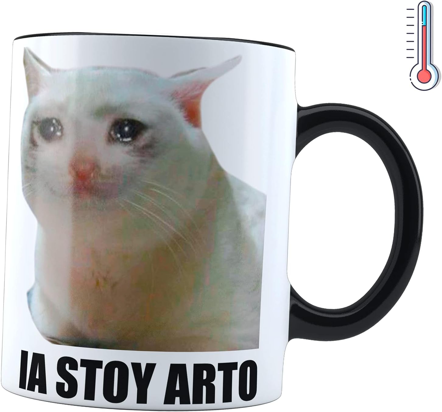 Taza Mágica | meme gato ia stoi arto | Frase Meme divertida | Cambia de color | Para Café o té