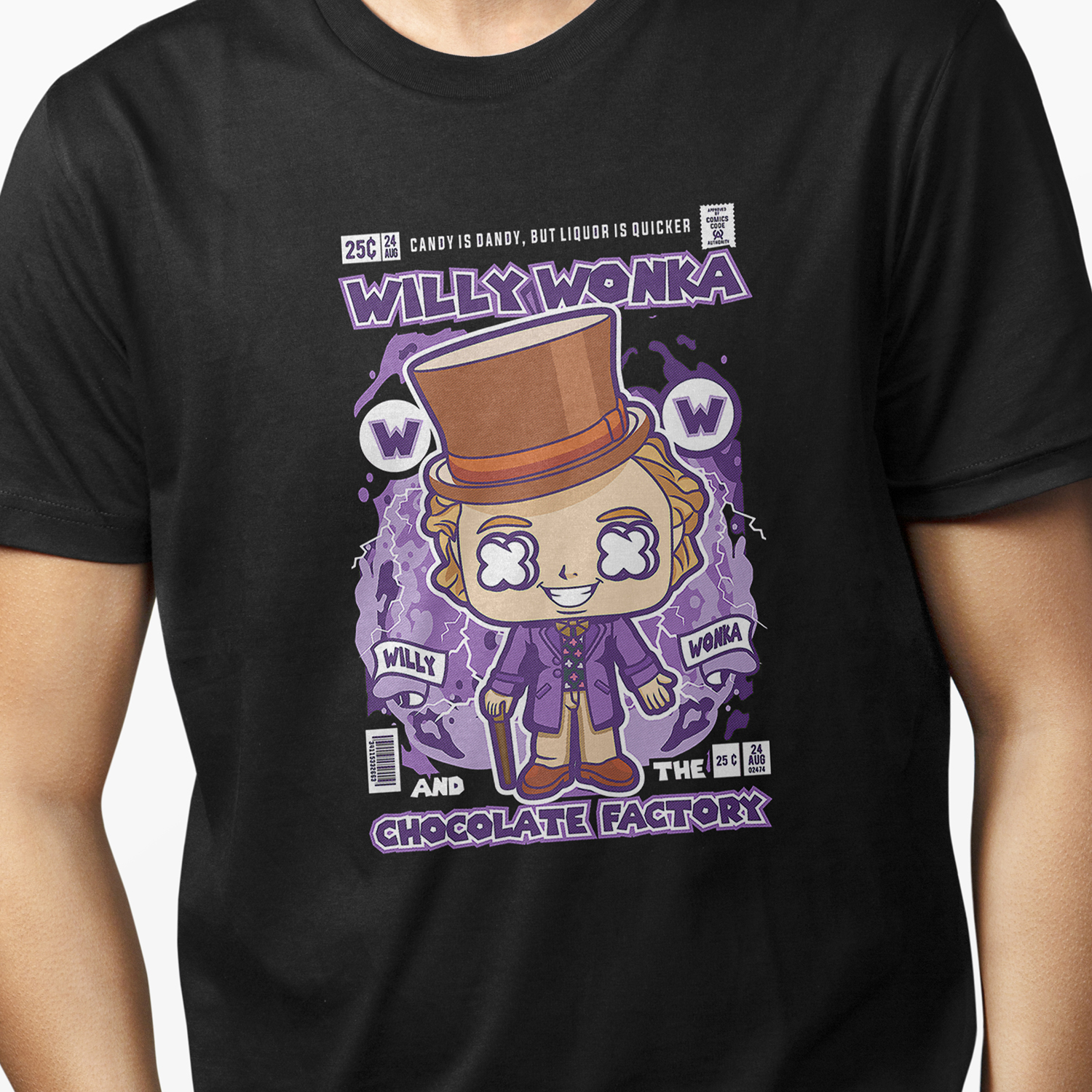 Playera para hombre Willy Wonka Retro Inspiración Pop Art XOLO