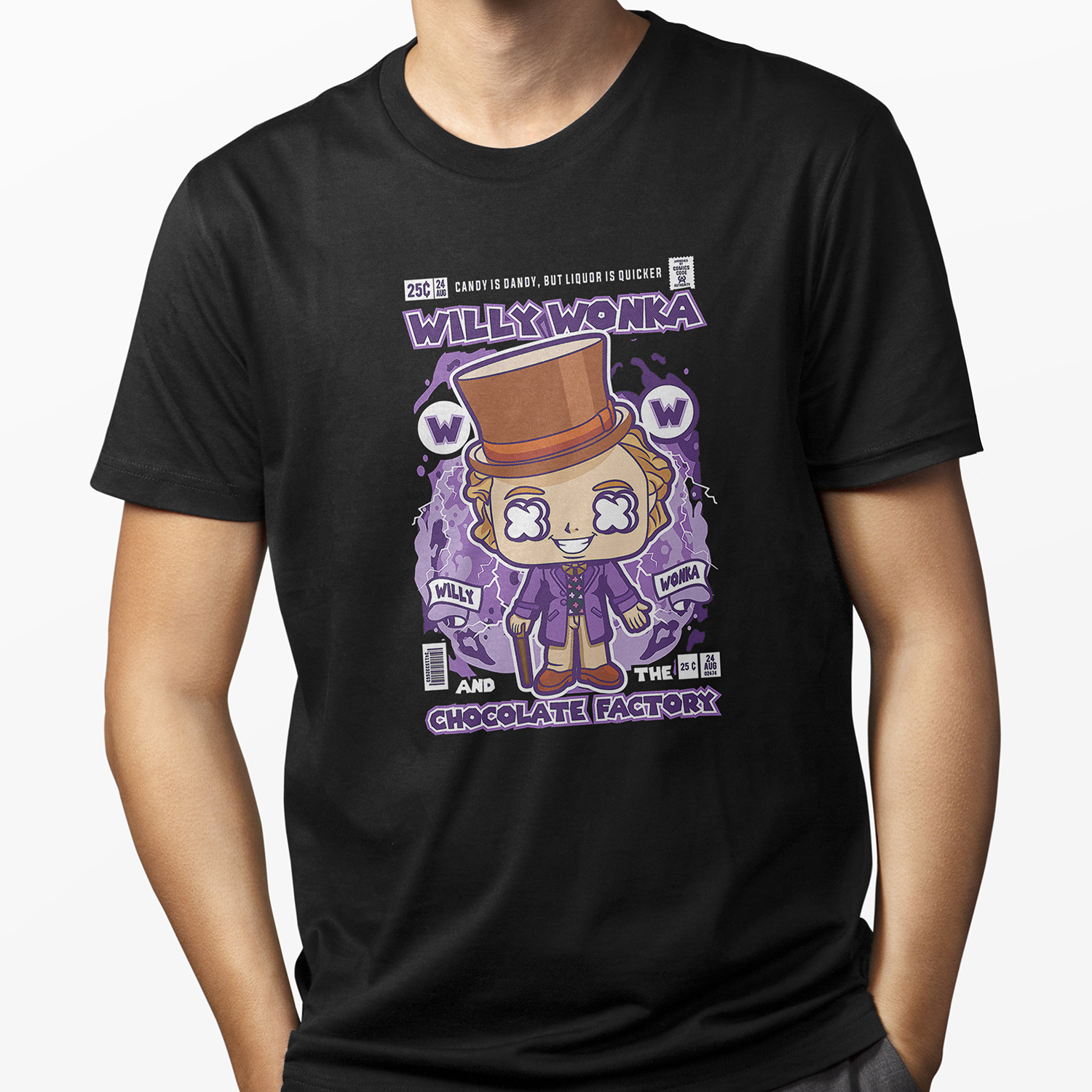Playera para hombre Willy Wonka Retro Inspiración Pop Art XOLO
