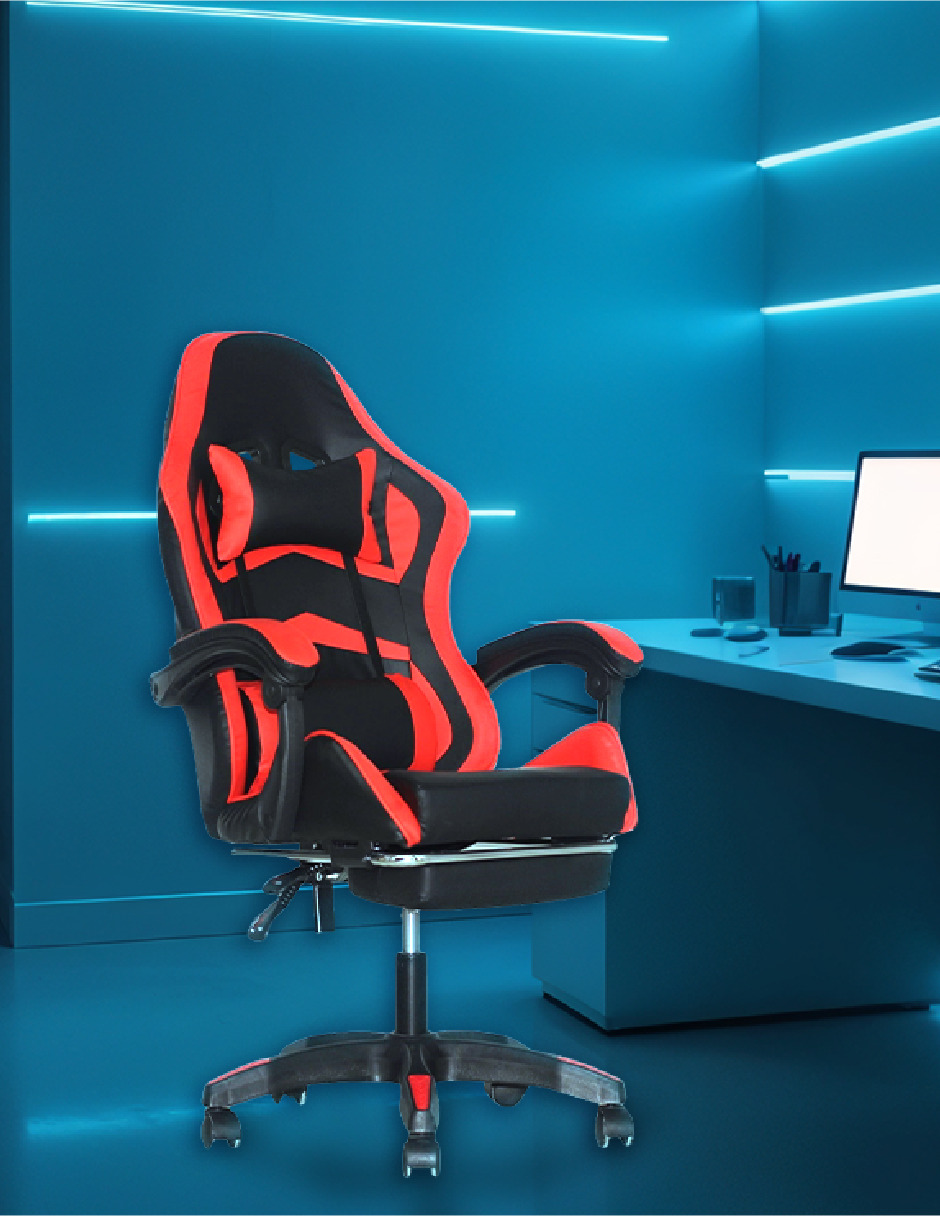 Silla Gamer Titano Raven Con Reposapiés Color Rojo 