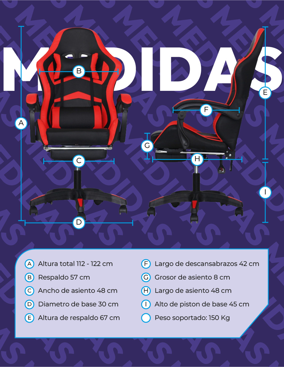 Silla Gamer Titano Raven Con Reposapiés Color Rojo 