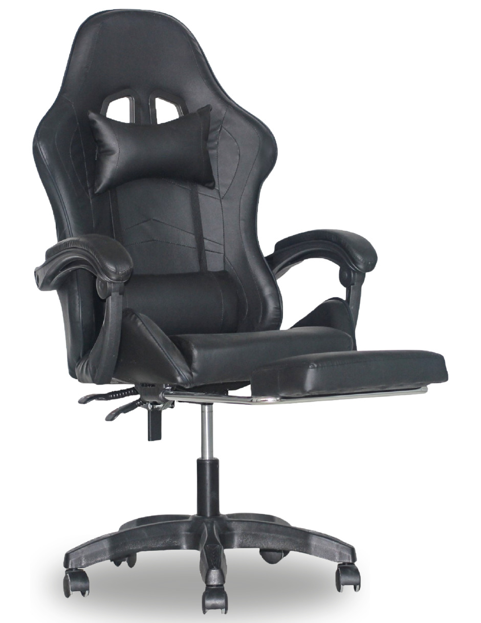 Silla Gamer Titano Raven Con Reposapíes Color Negro