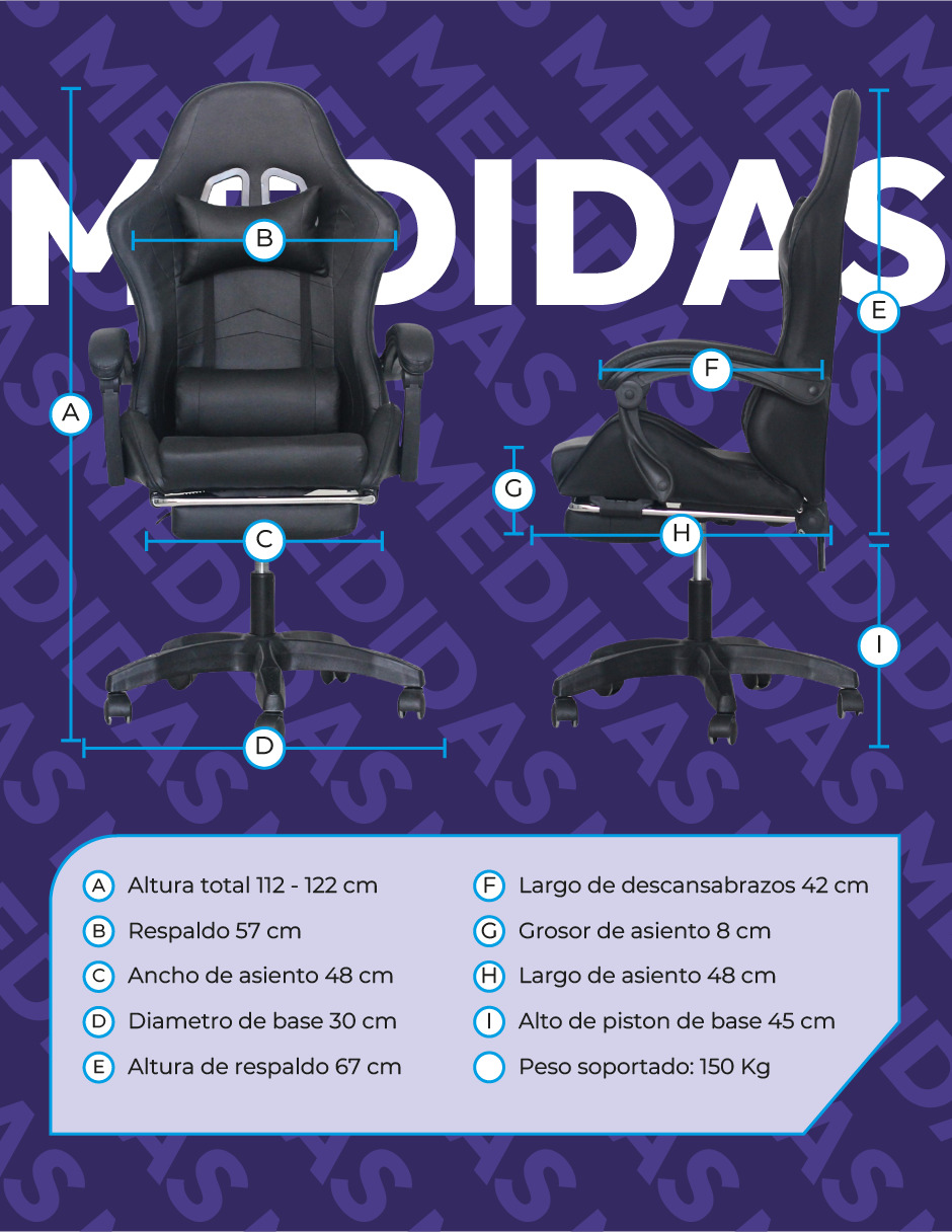 Silla Gamer Titano Raven Con Reposapíes Color Negro