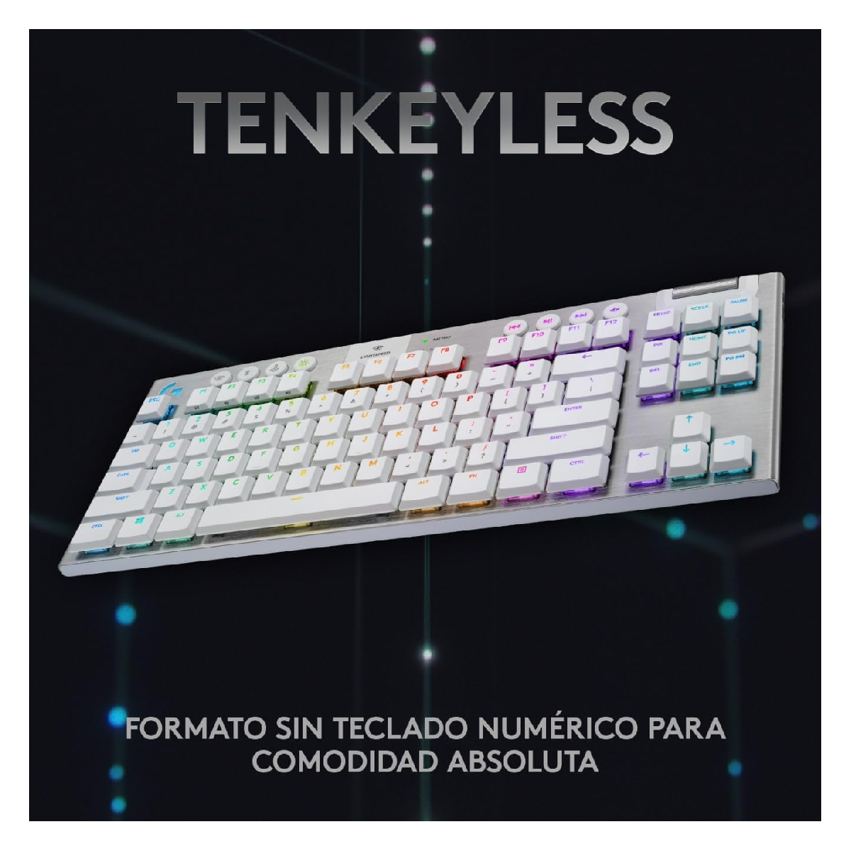 Logitech G915 TKL Teclado para Gaming sin teclado númerico, RGB LIGHTSYNC, compatibilidad Bluetooth, Tactile GL Switch - Blanco - (Teclado en Ingles)