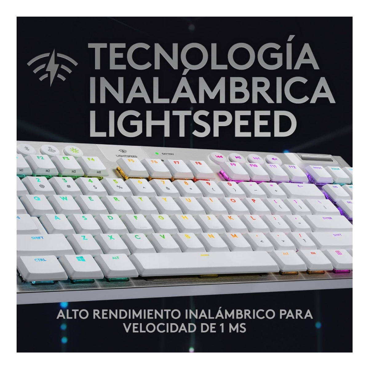 Logitech G915 TKL Teclado para Gaming sin teclado númerico, RGB LIGHTSYNC, compatibilidad Bluetooth, Tactile GL Switch - Blanco - (Teclado en Ingles)