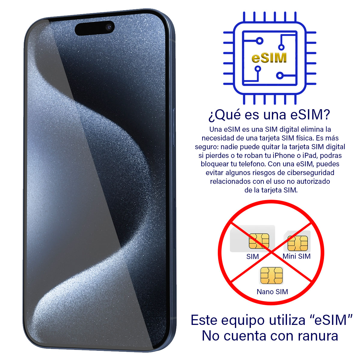 Apple iPhone 15 Pro 128GB Azul Titanio Reacondicionado Grado A Excelente