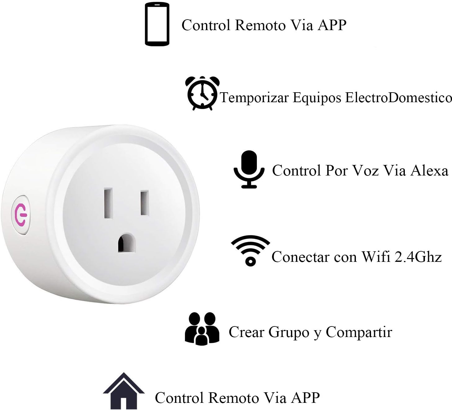 Wifi Smart Plug Paquete de 4, Enchufe Inteligente, Toma de Corriente Inalámbrica Compatible con Amazon Alexa, Google Home y IFTTT,Control Remoto via APP los Dispositivos Eléctricos