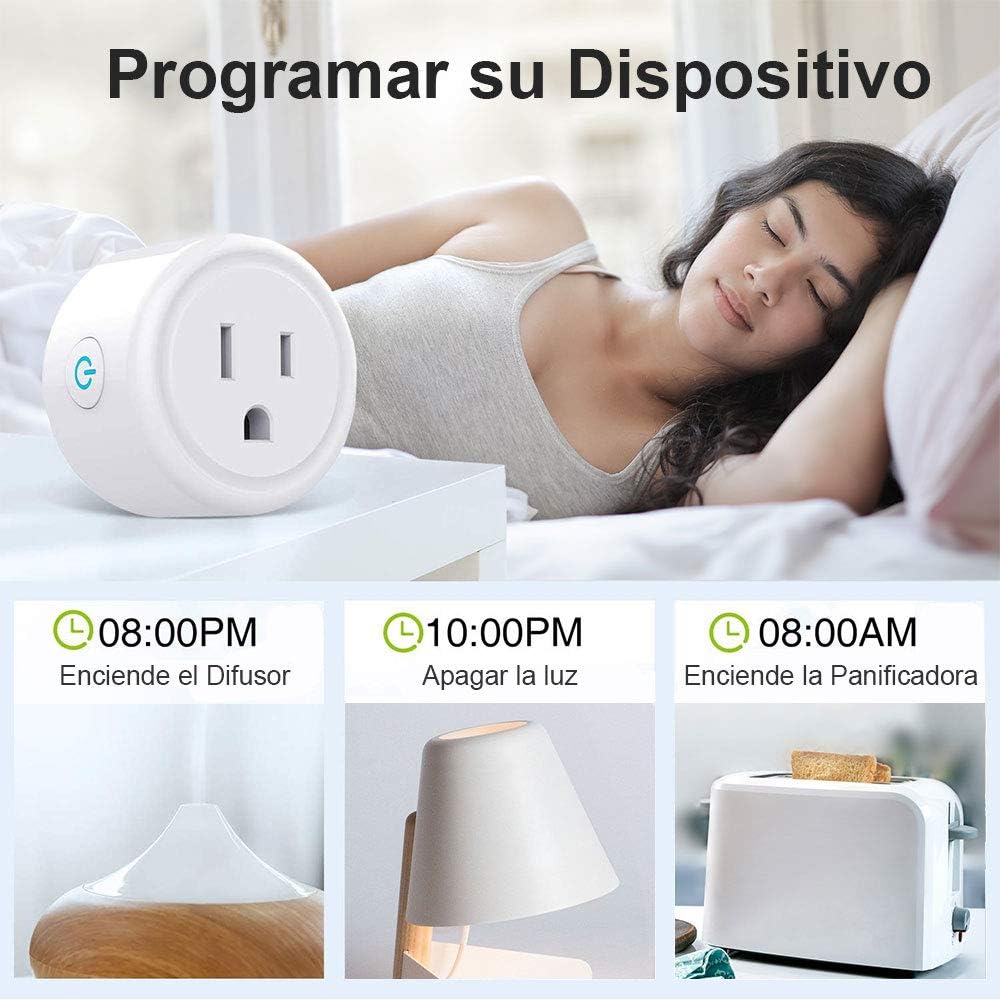 Wifi Smart Plug Paquete de 4, Enchufe Inteligente, Toma de Corriente Inalámbrica Compatible con Amazon Alexa, Google Home y IFTTT,Control Remoto via APP los Dispositivos Eléctricos