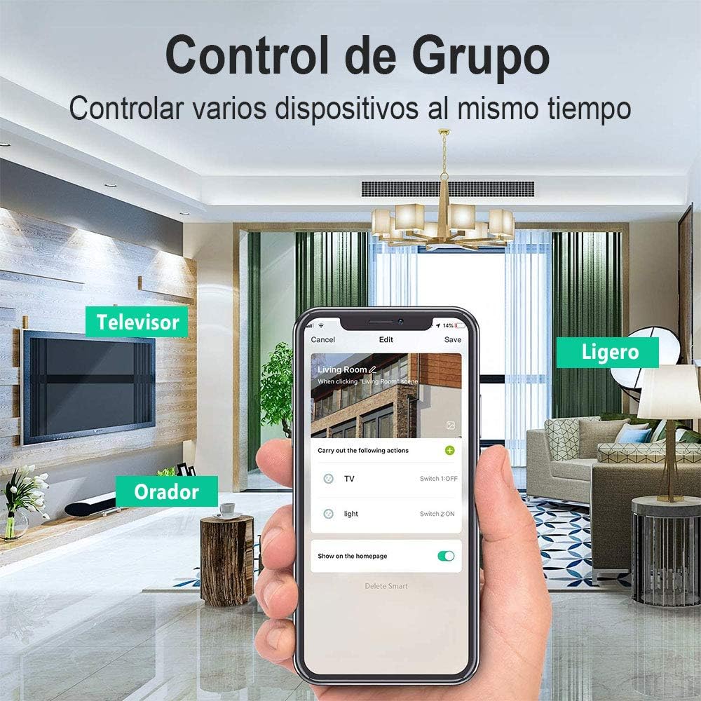 Wifi Smart Plug Paquete de 4, Enchufe Inteligente, Toma de Corriente Inalámbrica Compatible con Amazon Alexa, Google Home y IFTTT,Control Remoto via APP los Dispositivos Eléctricos