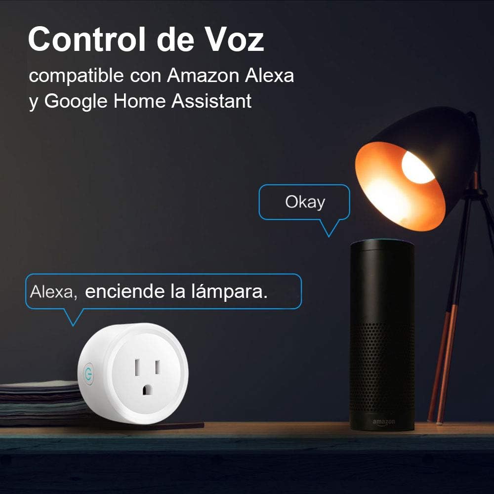 Wifi Smart Plug Paquete de 4, Enchufe Inteligente, Toma de Corriente Inalámbrica Compatible con Amazon Alexa, Google Home y IFTTT,Control Remoto via APP los Dispositivos Eléctricos