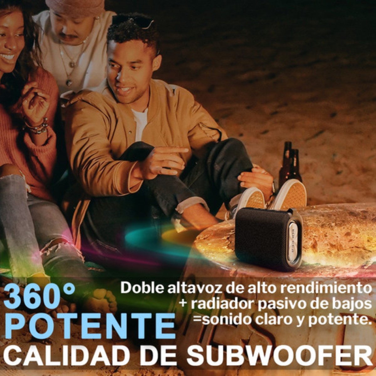 Bocina Bluetooth Impermeable Subwoofer Inalámbrica Portátil negro