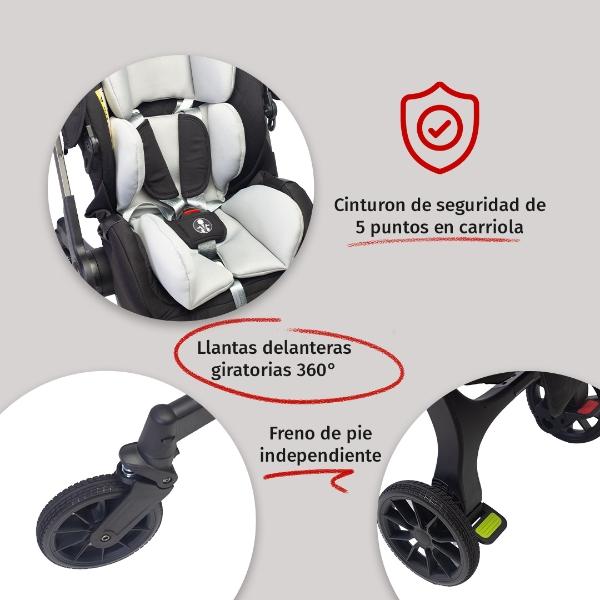Carriola Para Bebé Starkids Lyra Convertible A Autoasiento negro